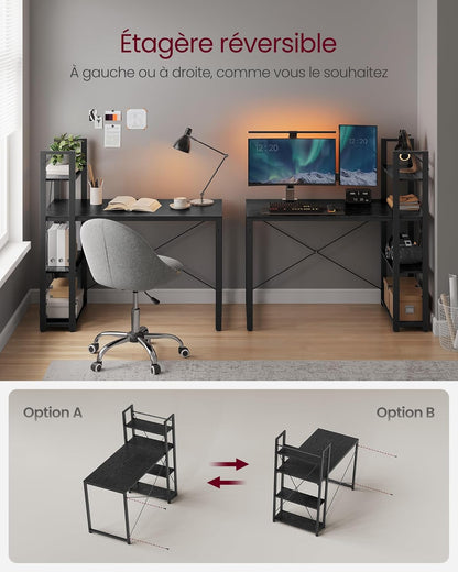 Bureau avec Etageres Réversible à Gauche ou à Droite