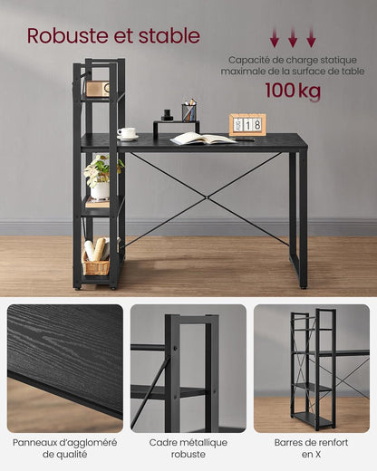Bureau avec Etageres Réversible à Gauche ou à Droite