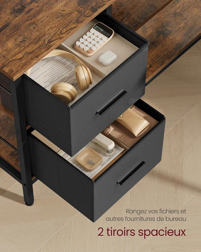 Bureau en Forme de L avec 2 Tiroirs Spacieux, Bureau Gaming avec Support pour Écran