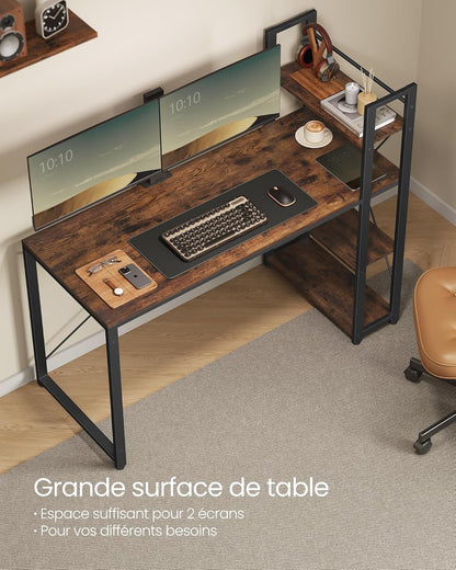Bureau avec Etageres Réversible à Gauche ou à Droite