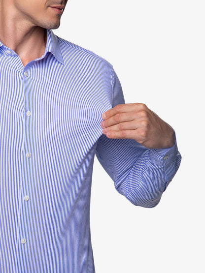 Chemise Stretch AMANY  - Bleu Rayé